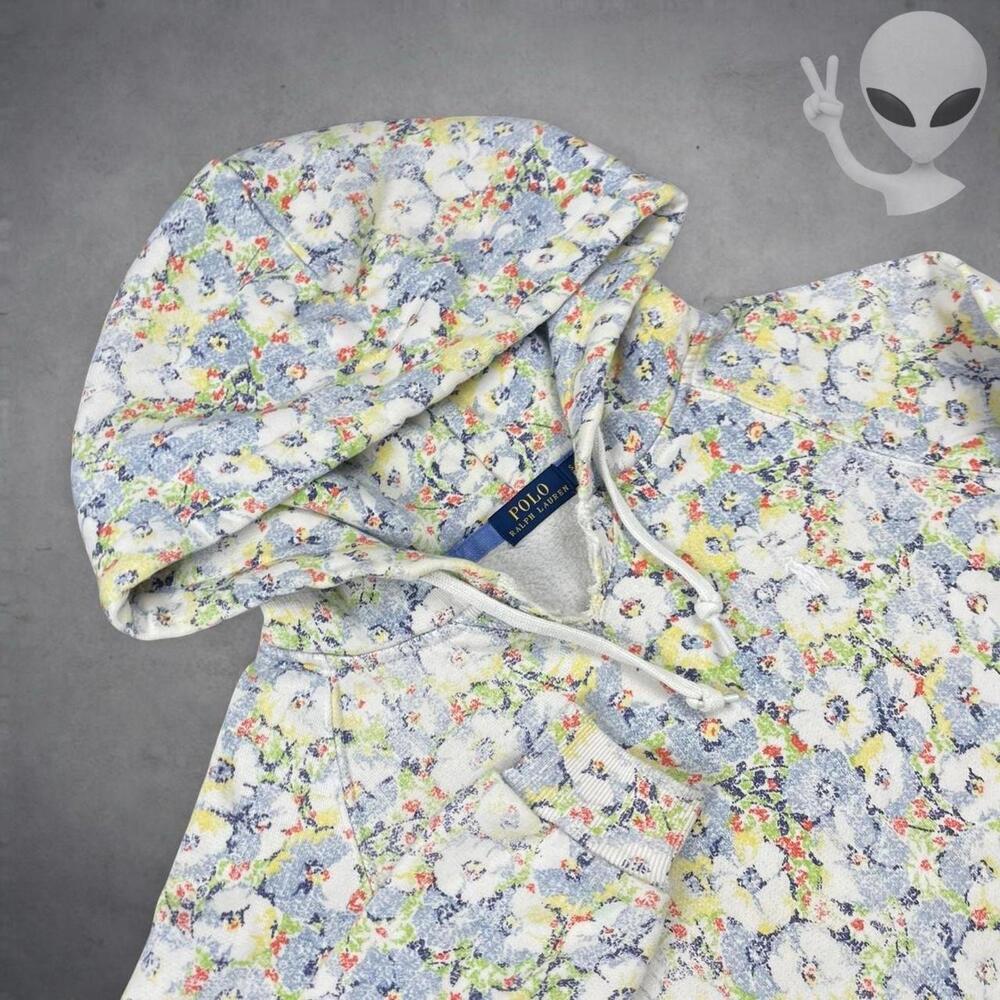 Polo Ralph Lauren Hoodie Small Floral Terry Cotton thick preppy vintage y2k - Picture 3 of 5